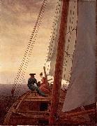 Caspar David Friedrich On a Sailing Ship oil painting reproduction